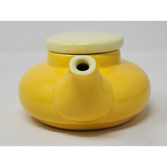 Vintage Yellow Ceramic Teapot W Lid & Coffee/Tea Cup Yellow/White Single Serve - Picture 5 of 16